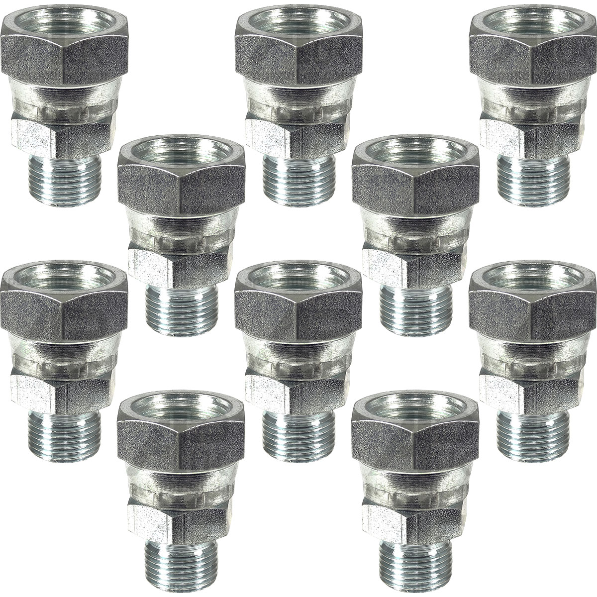 10x Hydraulic Adaptor 3/8&quot; Male to 1/2&quot; Female BSP Set for Ford Massey Tractor