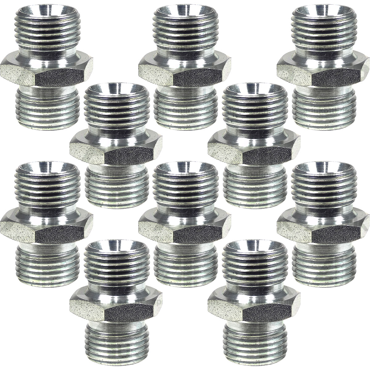 10x Hydraulic Adaptor 1/2&quot; BSP Male/Male Pack for Case David Brown JCB Tractor