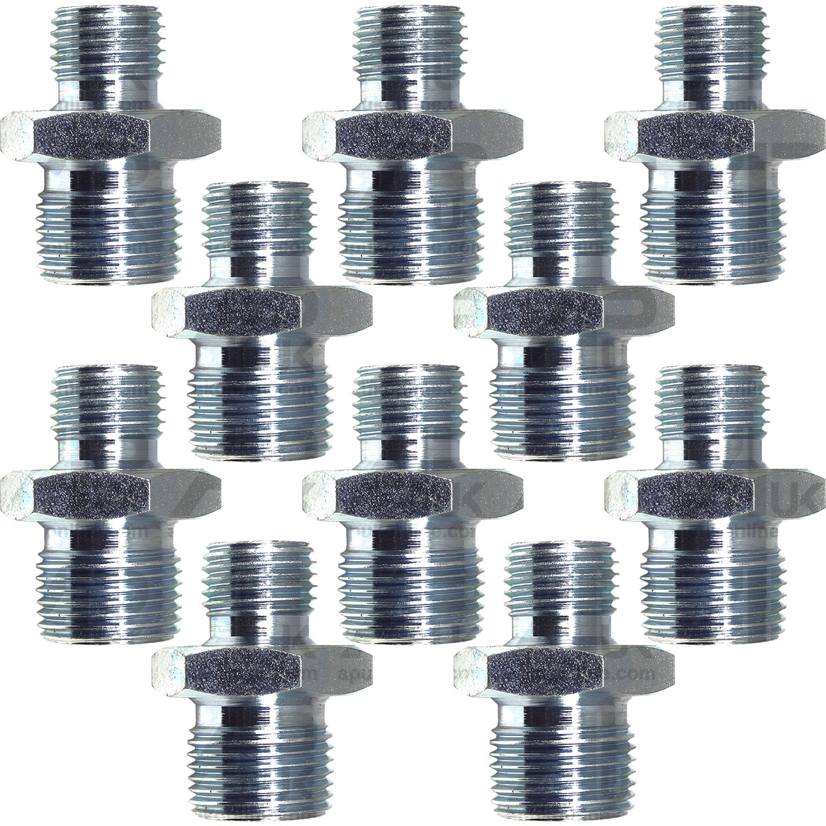 10x Hydraulic Adaptor 1/4&quot; Male to 3/8&quot; Male BSP Set for Massey Ferguson Tractor