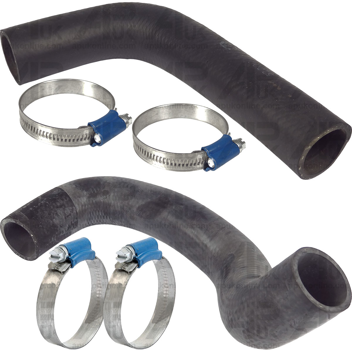 Radiator Hose Set Rubber Top &amp; Bottom with Clips for New Holland TS115 Tractor