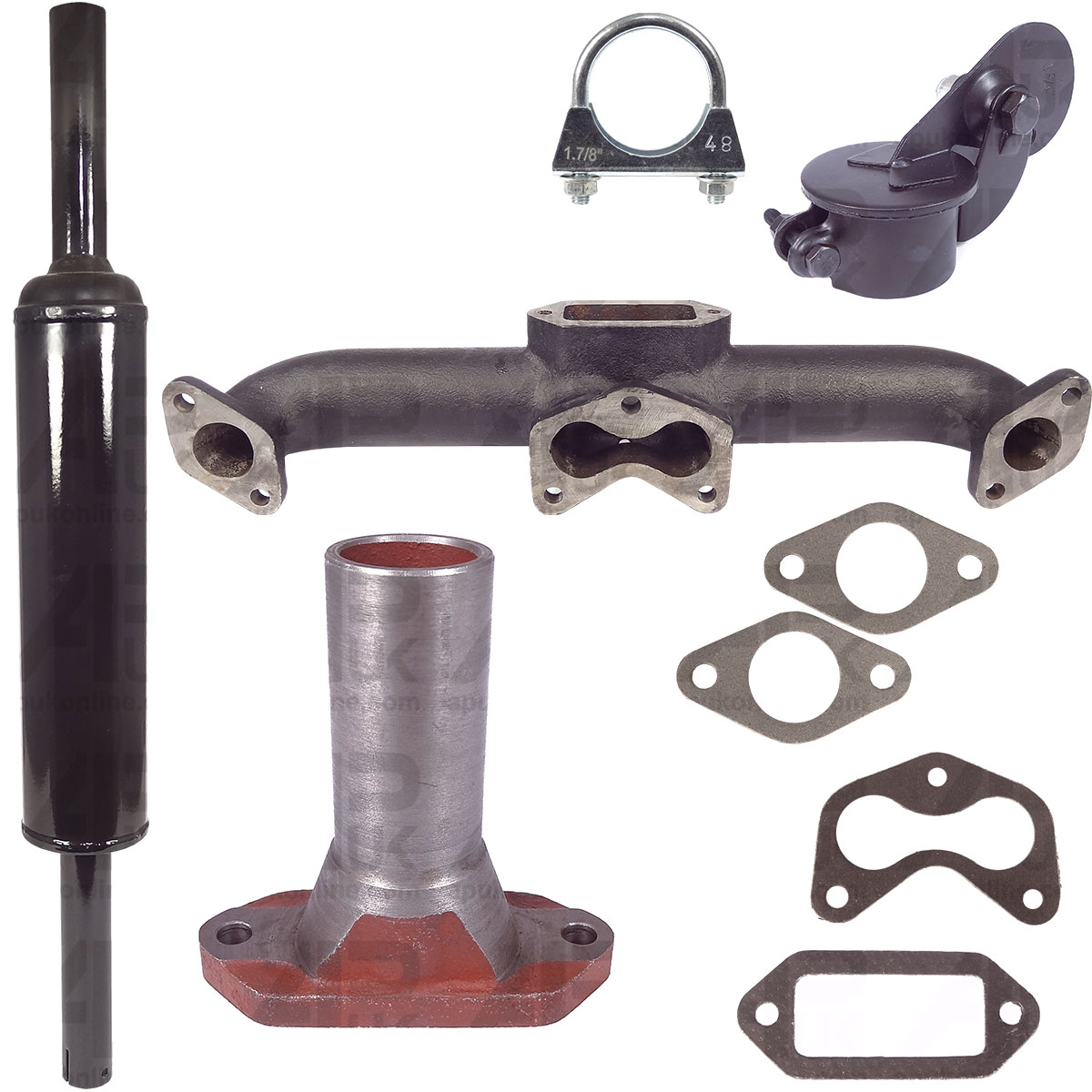 Exhaust Manifold &amp; Elbow &amp; Enamel Silencer Kit for David Brown 990 1200 Tractor