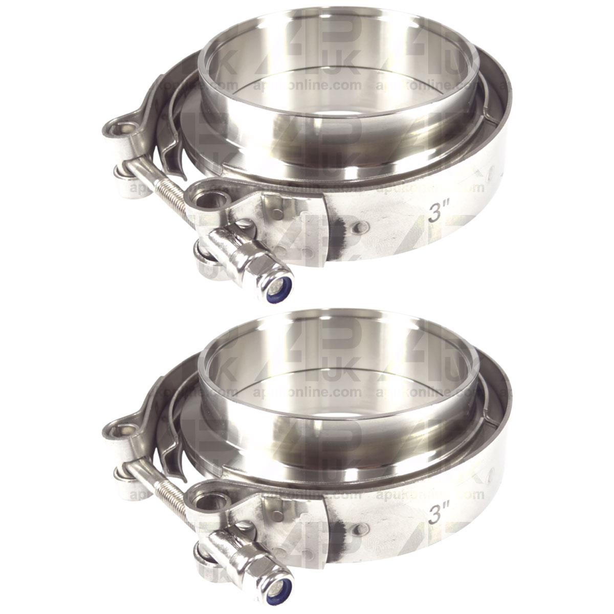 2x 3&quot; V Band Custom Exhaust Silencer Box Clamp &amp; Flanges 76mm Stainless Steel