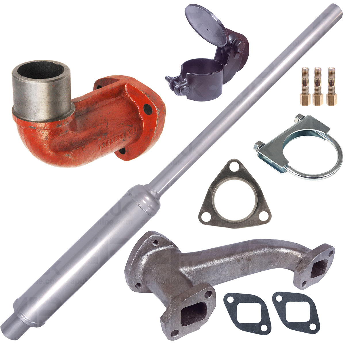 Exhaust Manifold Elbow &amp; Silencer Kit for Massey Ferguson 133 135 148 Tractor