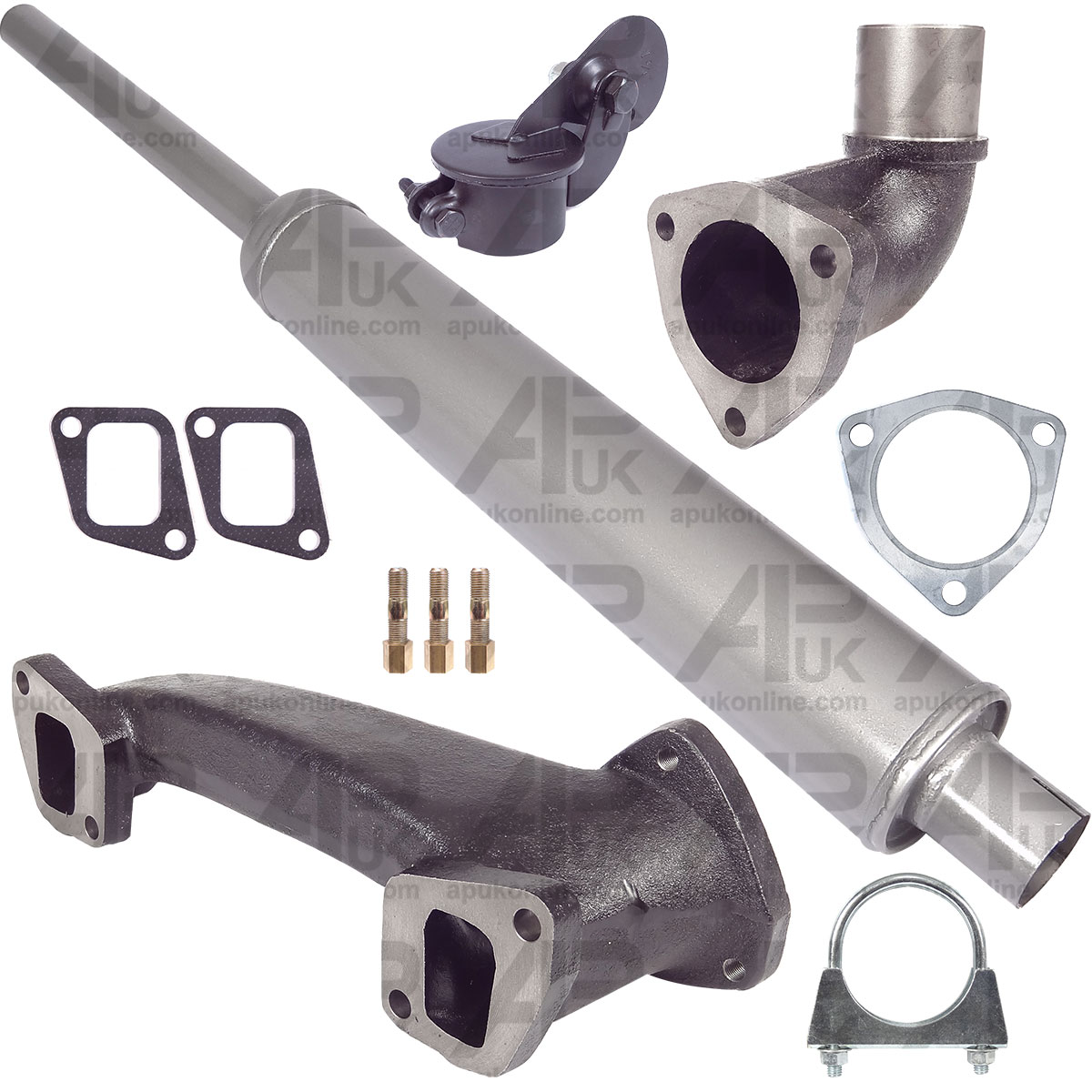 Exhaust Manifold Elbow &amp; Silencer Kit for Massey Ferguson 165 168 265 Tractor