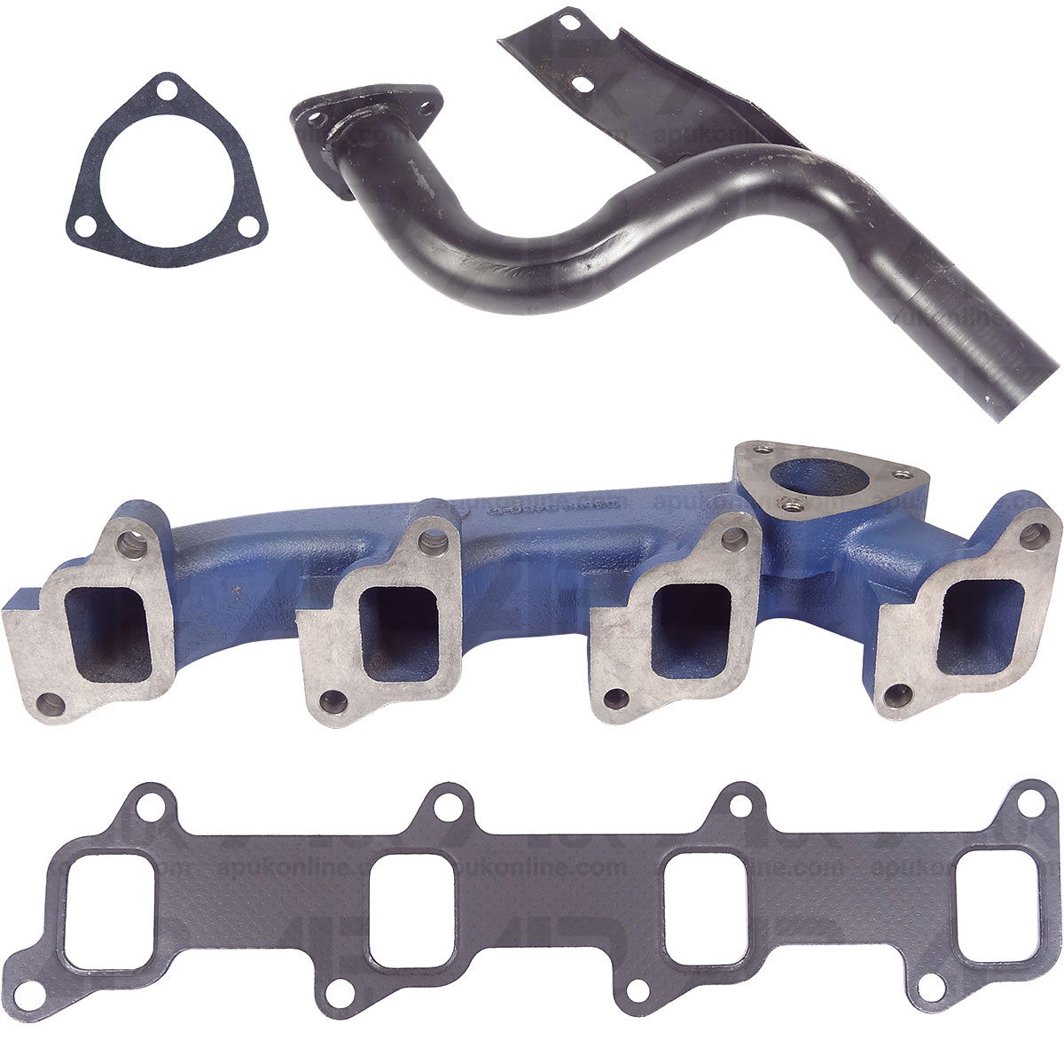 Exhaust Manifold 4 Cylinder &amp; Elbow Kit for Ford 5110 5610 6610 7610 Tractor