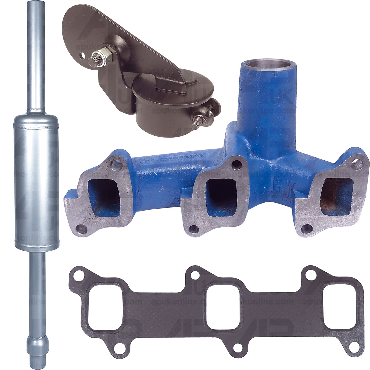 Exhaust Manifold 3 Cyl Silencer &amp; Cap Kit for Ford 2000 3000 4000 2300 Tractor