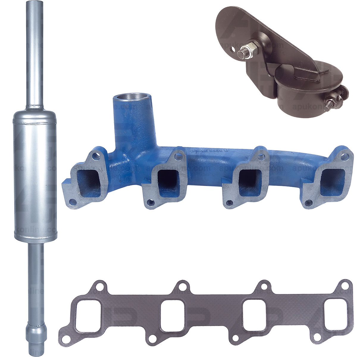 Exhaust Manifold Silencer &amp; Weather Cap Kit for Ford 5500 Tractor 5500 Backhoe