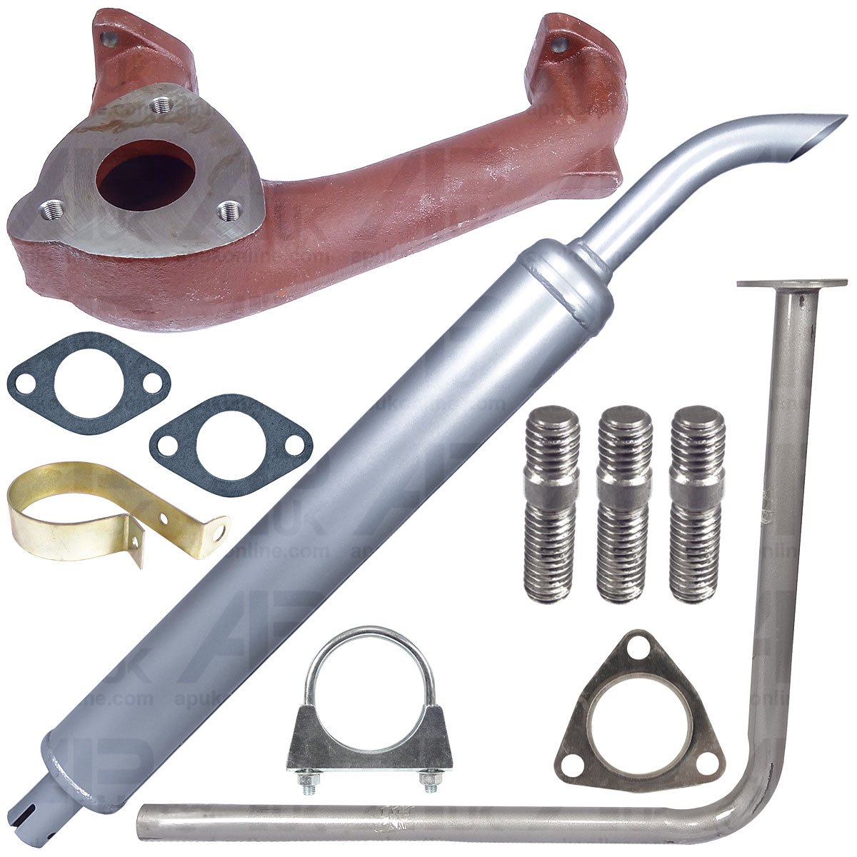 Downswept Exhaust Kit Silver A3.152 for Massey Ferguson 35 35X 135 133 Tractor