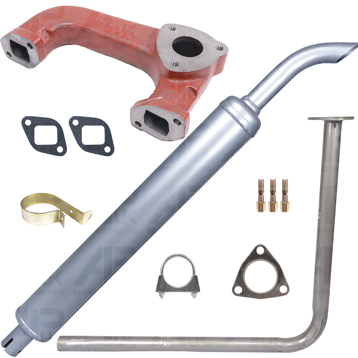 Downswept Exhaust Kit Silver AD3.152 for Massey Ferguson 35 35X 135 133 Tractor