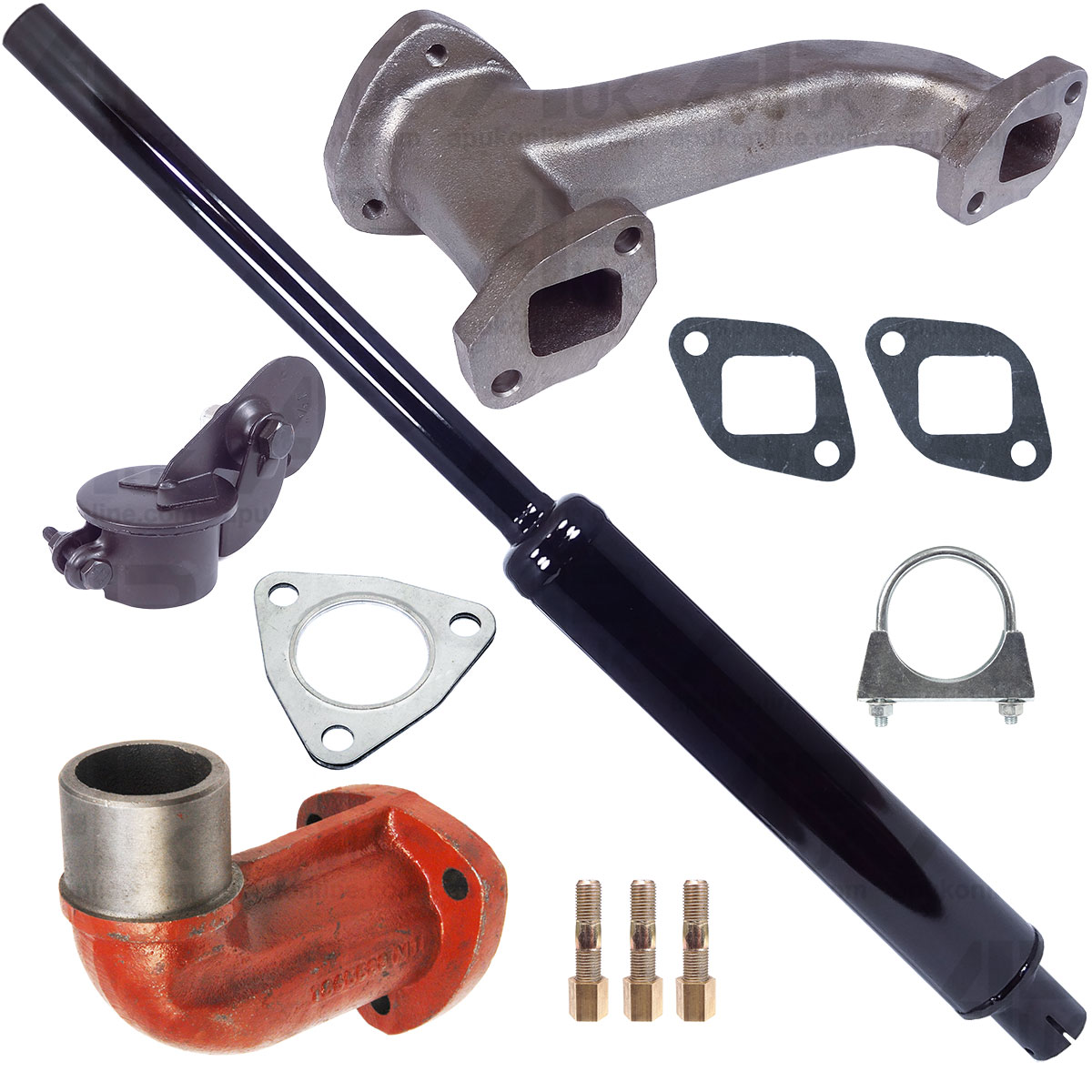 Exhaust Manifold Black Silencer Kit for Massey Ferguson 135 148 133 Tractor