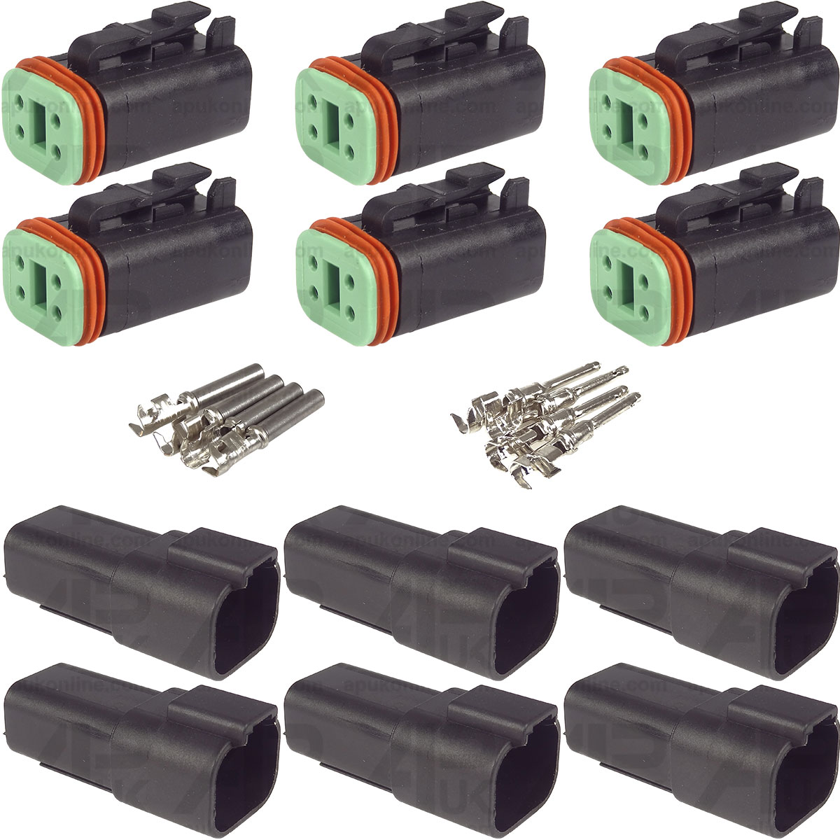 6x Male &amp; Female 4 Pin Way DT06-4S DT04-4P Deutsch Type Wedgelock Connector Plug