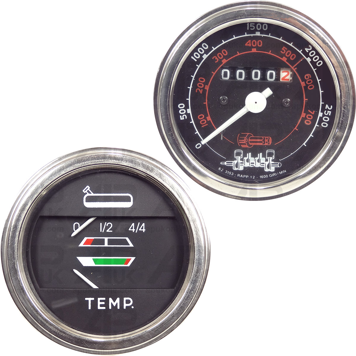 Tractormeter Temperature &amp; Fuel Gauge Set for Allis Chalmers 5045 5050 Tractor