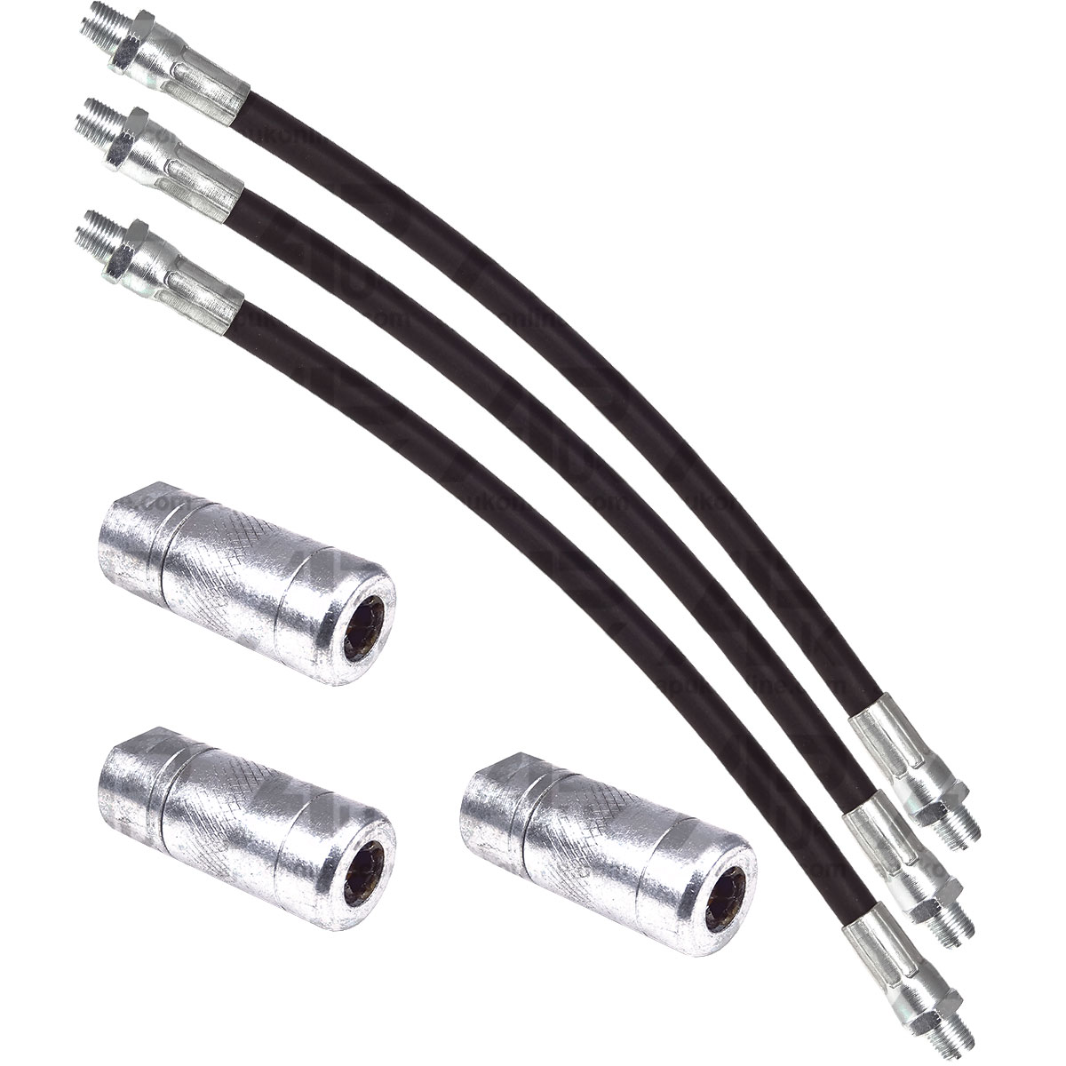 3x Grease Gun Tube Flexi &amp; Couplers M10 30cm for Massey Ferguson Steyr Tractor