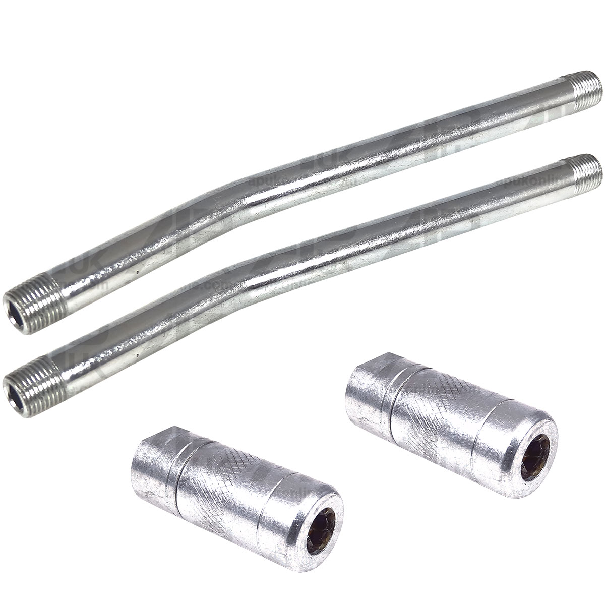 2x Grease Gun Tube 1/8&quot; Cranked Rigid &amp; Coupler BSP 15cm for New Holland Tractor