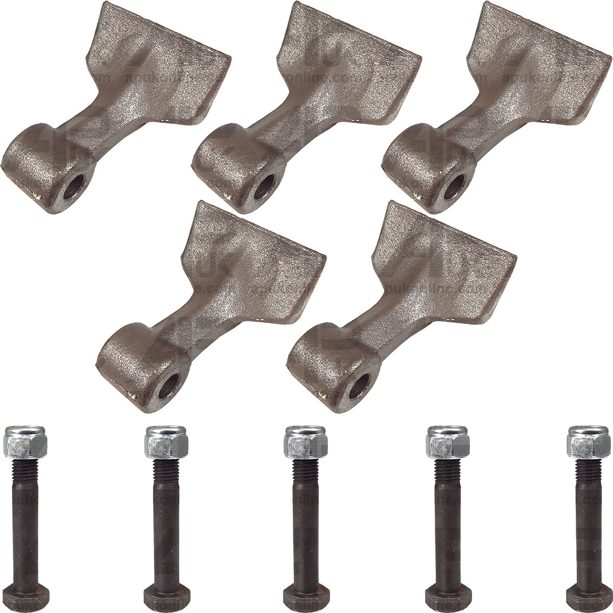 5x Hammer Flails with Mounting Fix Bolts for Votex Roadmaster Landmaster Mower