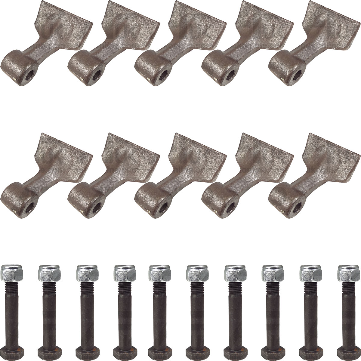 10x Hammer Flails with Mounting Bolts Set for Votex Roadmaster Landmaster Mower