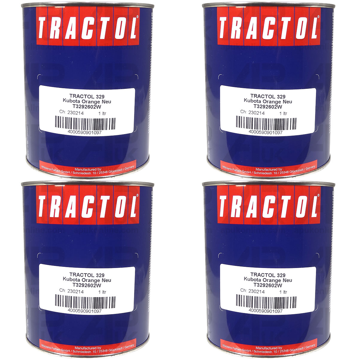 4 Litre Tractol New Orange Paint for Kubota Compact Ride on Mower Garden Tractor