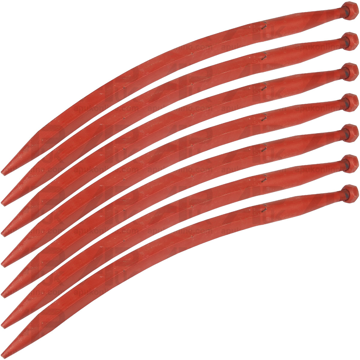 7x Tractor Front Loader Tine 680mm Conus 1 Curved Muck Silage Grab Fork Spike