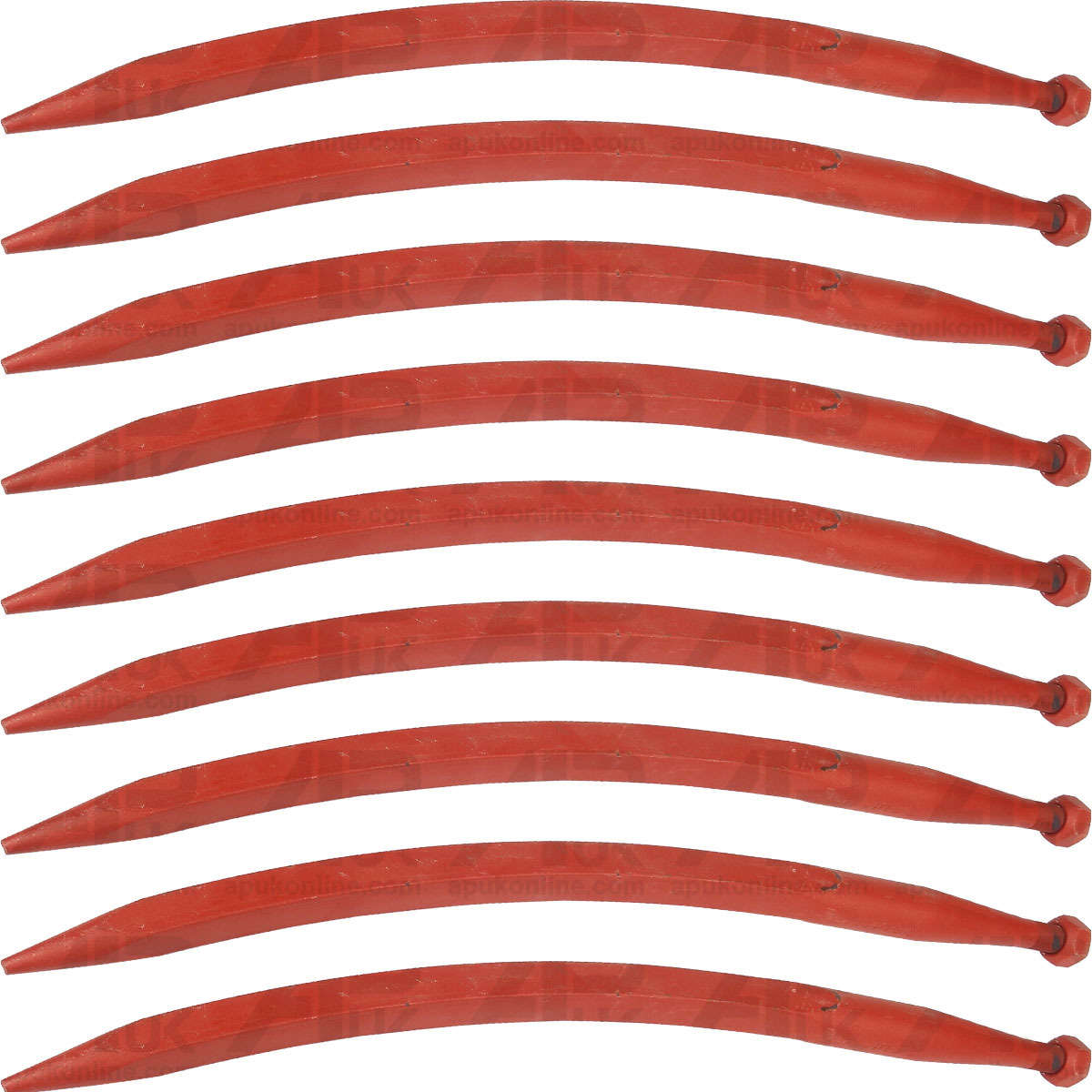 9x Tractor Front Loader Tine 680mm Conus 1 Curved Muck Silage Grab Fork Spike