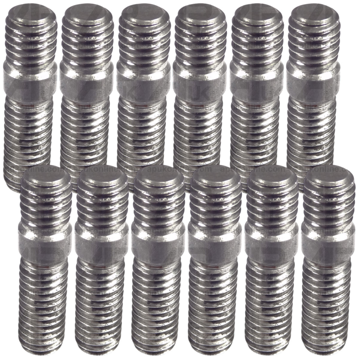 12x Exhaust Stud (Manifold Elbow Head) 3/8&quot; UNC 16 1 9/16&quot; (40mm) Long with Nuts
