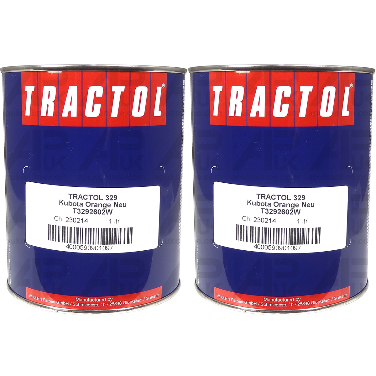 2 Litre Tractol New Orange Paint for Kubota Compact Ride on Mower Garden Tractor