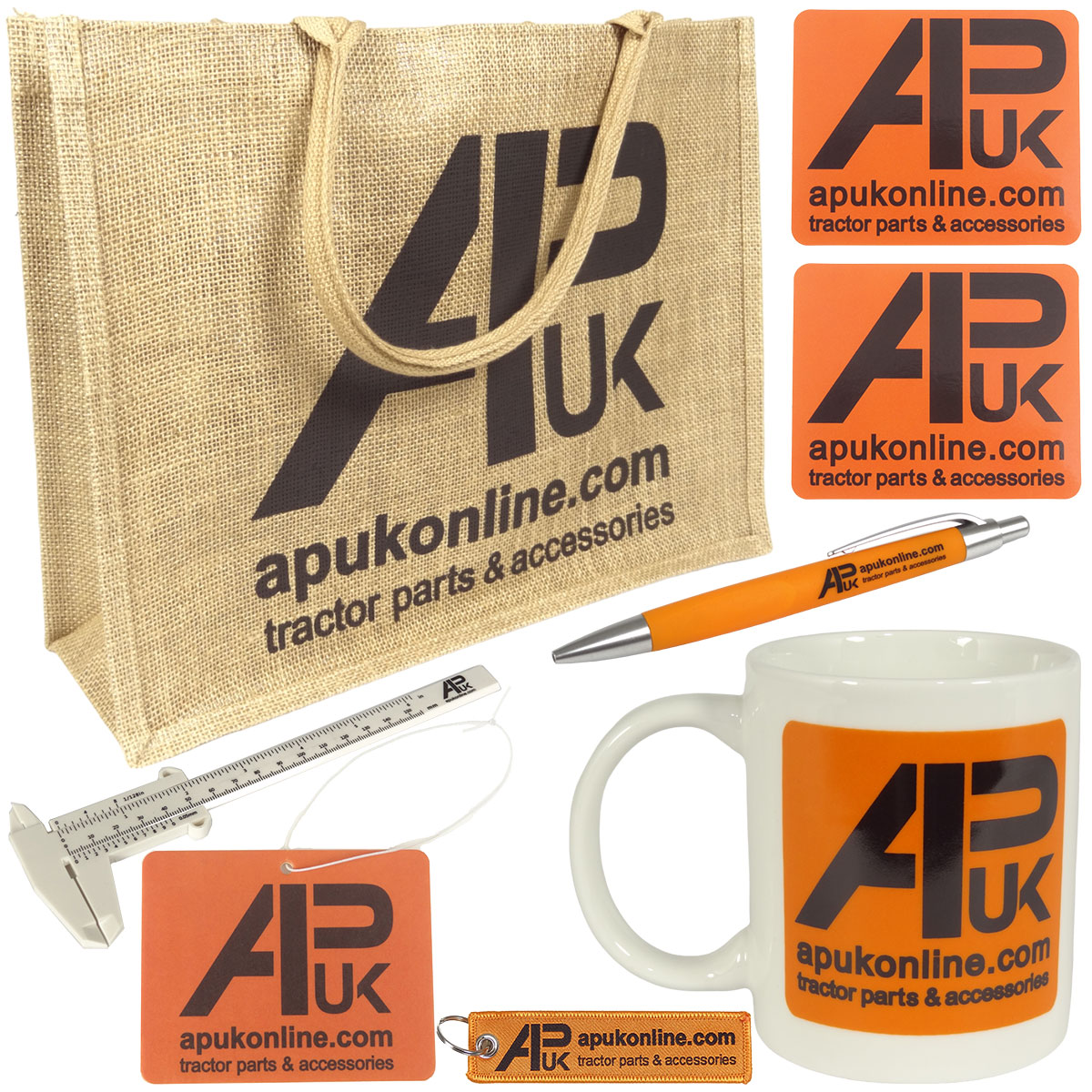 APUK Brand Gift Set Bag Mug Keyring Pen Vernier Sticker Air Freshener Tractor