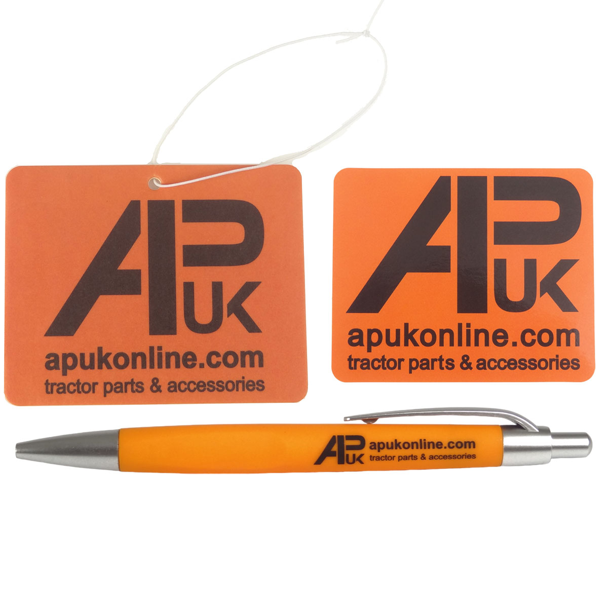 APUK Branded Gift Set Pen PVC Vinyl Sticker &amp; Air Freshener Bright Orange