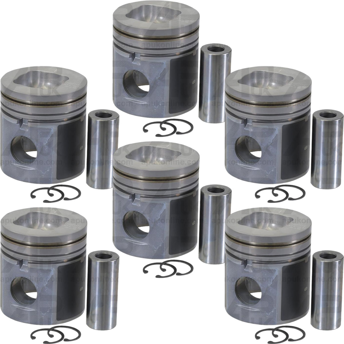 6x Piston Standard 3 Ring Dish Top for Massey Ferguson 399 6260 396 3075 Tractor