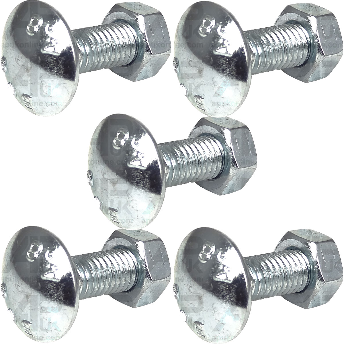 5x Carriage Bolt &amp; Nut M8 x 25mm for Massey Ferguson 240 253 254 263 273 Tractor