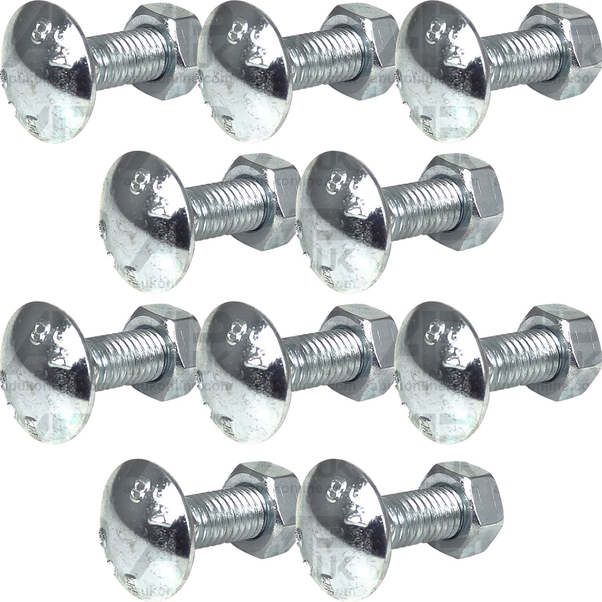 10x Carriage Bolts &amp; Nuts M8 x 25mm for Landini 6070 6550 6830 6860 6870 Tractor