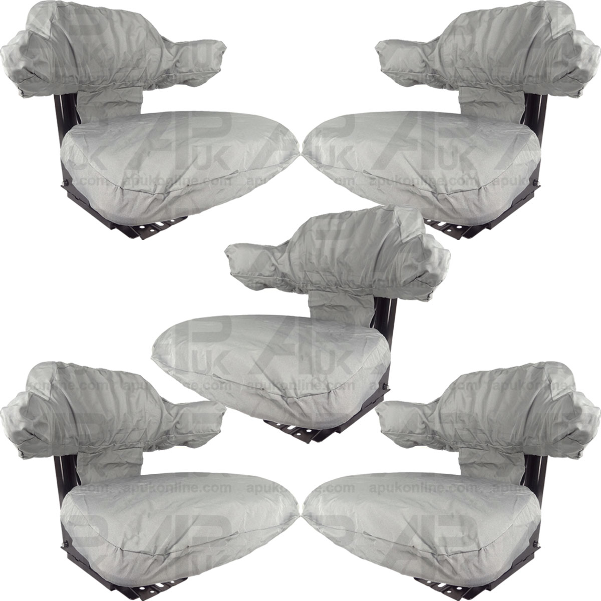 5x Wraparound Seat Universal Fit Cover Grey for Massey Ferguson Tractor Backhoe