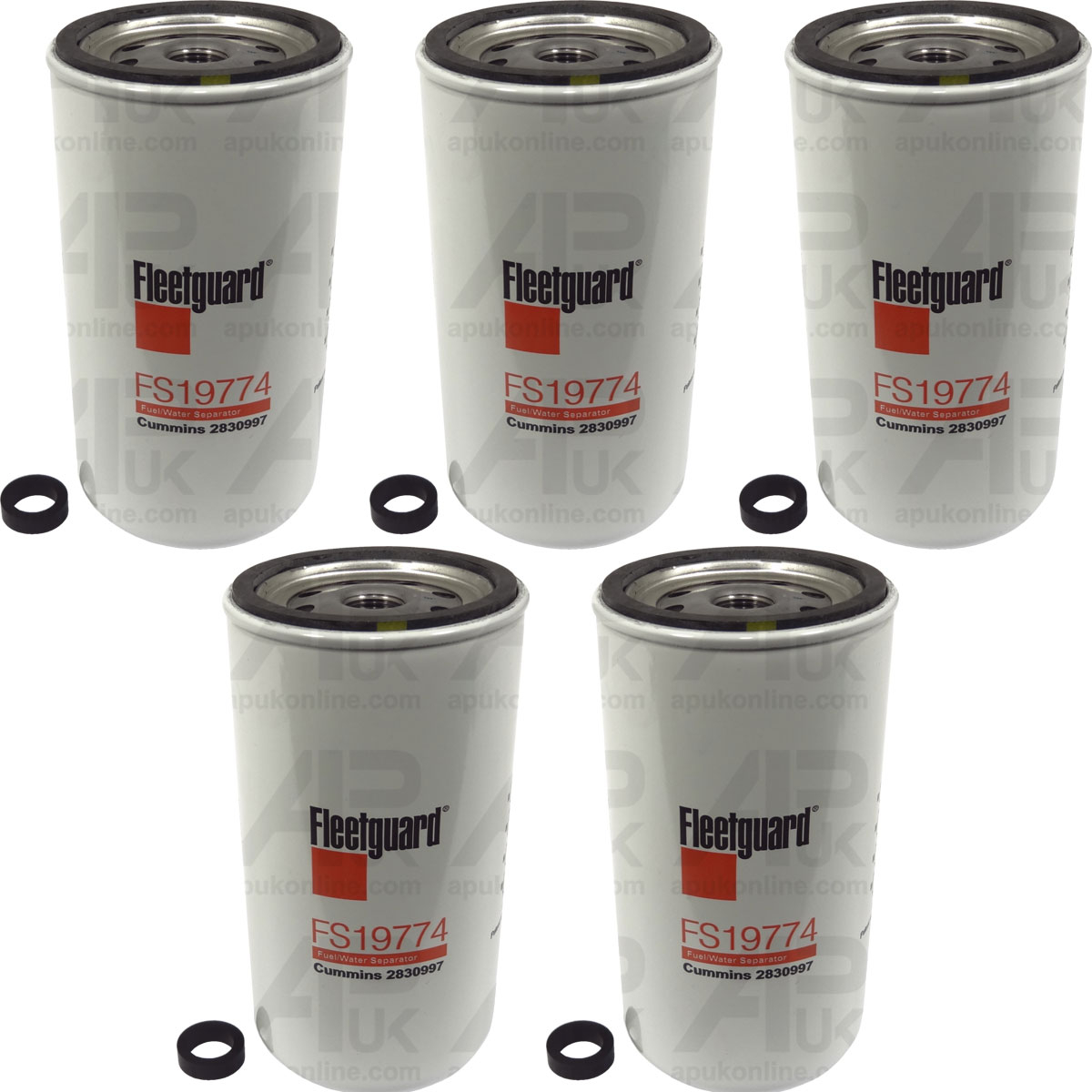 5x Fleetguard Fuel Filter FS19774 for Case IH MXU115 JX1080U JX1090U Tractor