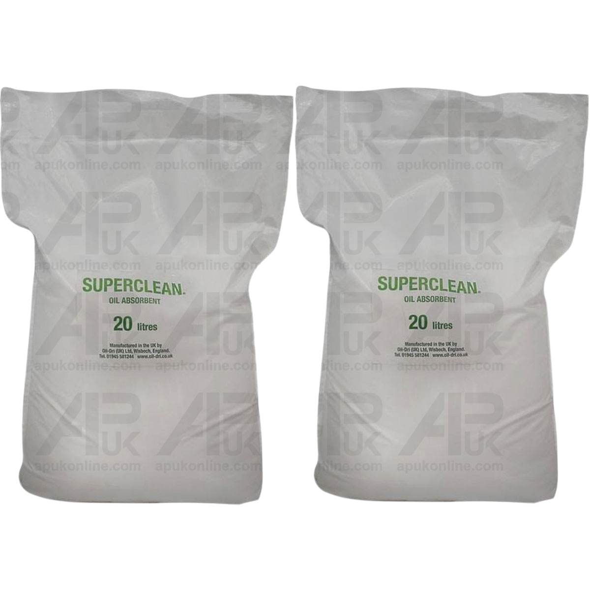 2x Absorbent Granules Oil Liquid Spill Absorbing Fluid Dry 20L Litre Bag Sack