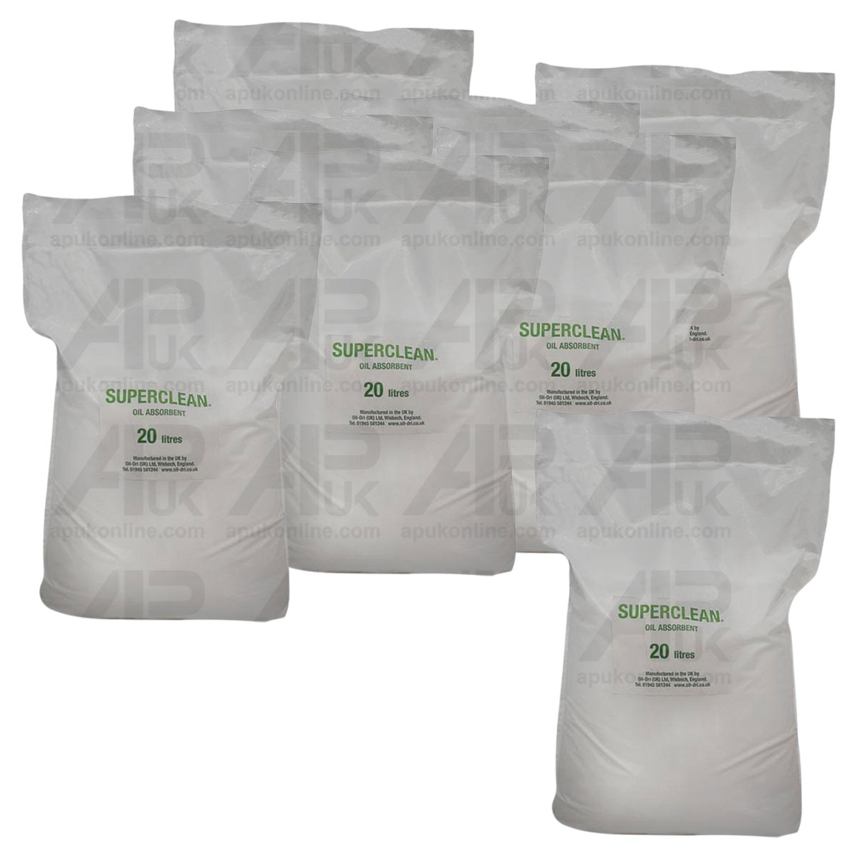 20x Absorbent Granules Oil Liquid Spill Absorbing Fluid Dry 20L Litre Bag Sack