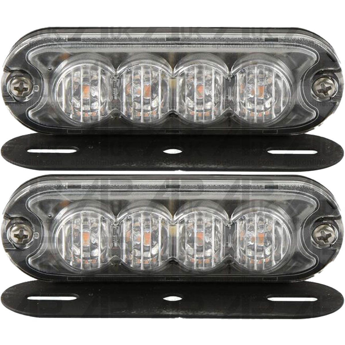 2x LED Slimline Hazard Light 12-24V for JCB Backhoe Digger Fastrac Telehandler