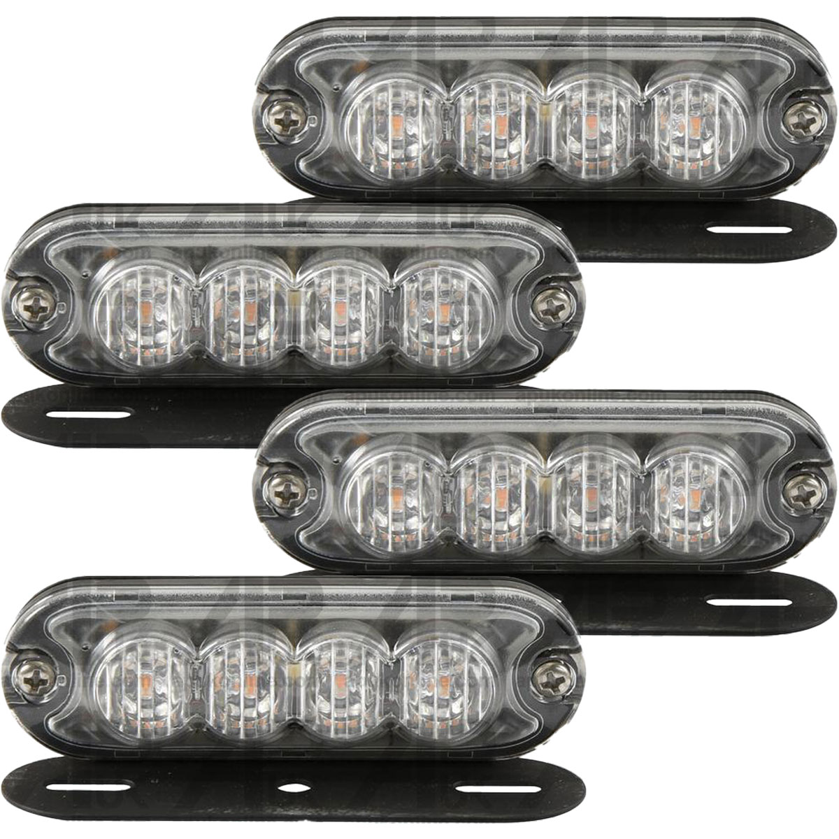 4x LED Slimline Hazard Light 12-24V for JCB Backhoe Digger Fastrac Telehandler