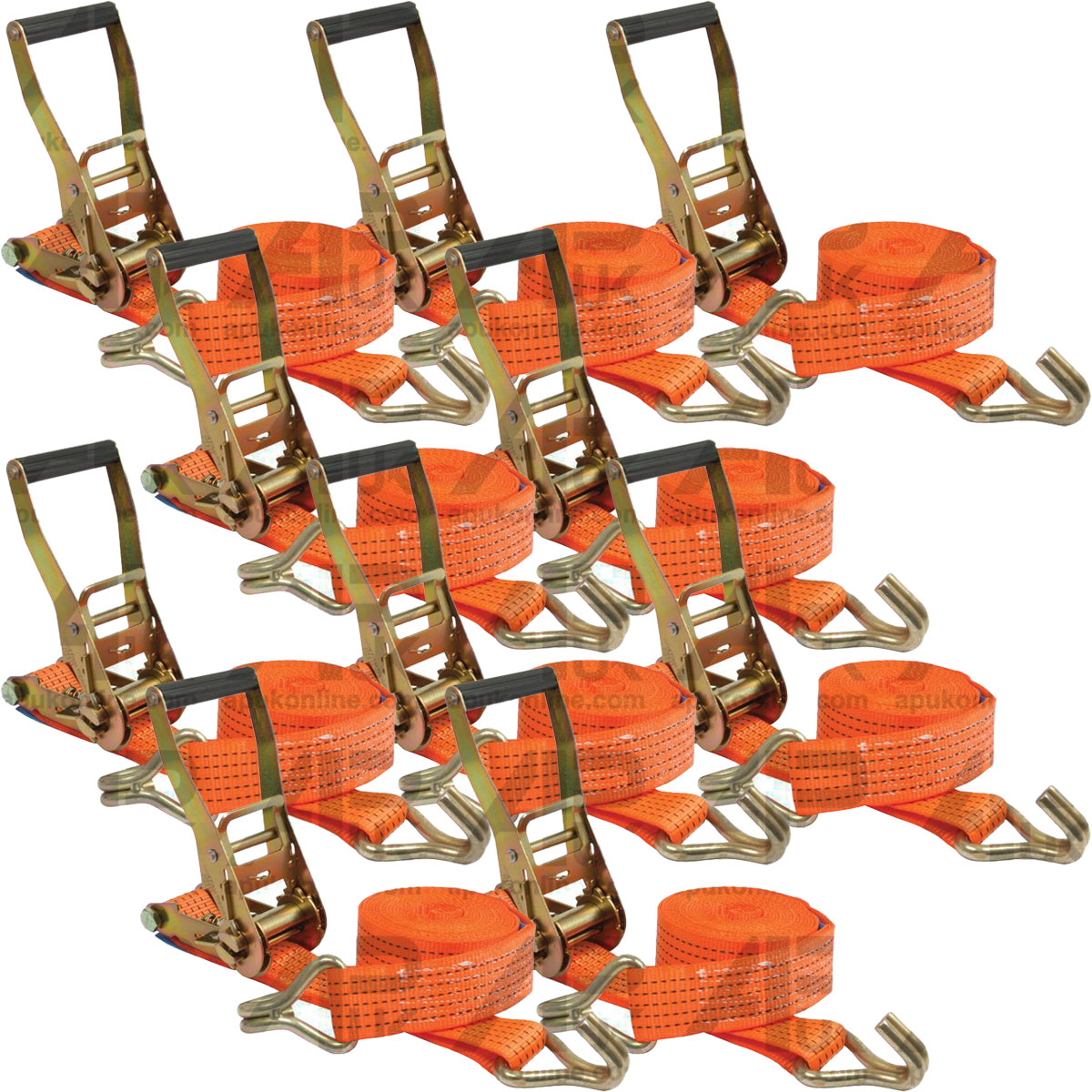 10x 5m Ratchet Strap 5T Load Binder Fastener Hook Cargo for Van Tractor Trailer