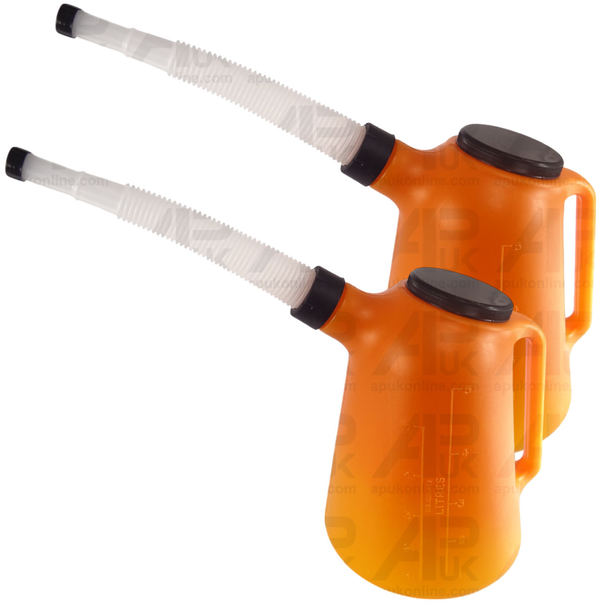 2x Measuring Plastic Jug 5L Litre &amp; Lid Spout for JCB Backhoe Digger Fastrac