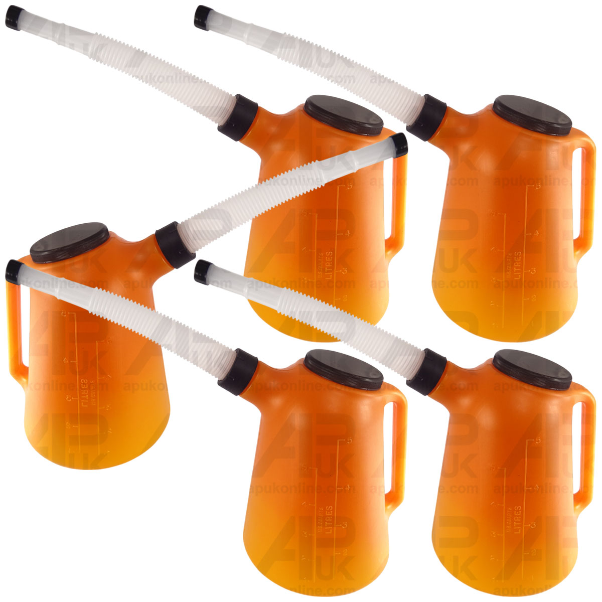 5x Measuring Plastic Jug 5L Litre Lid for John Deere Case IH David Brown Tractor