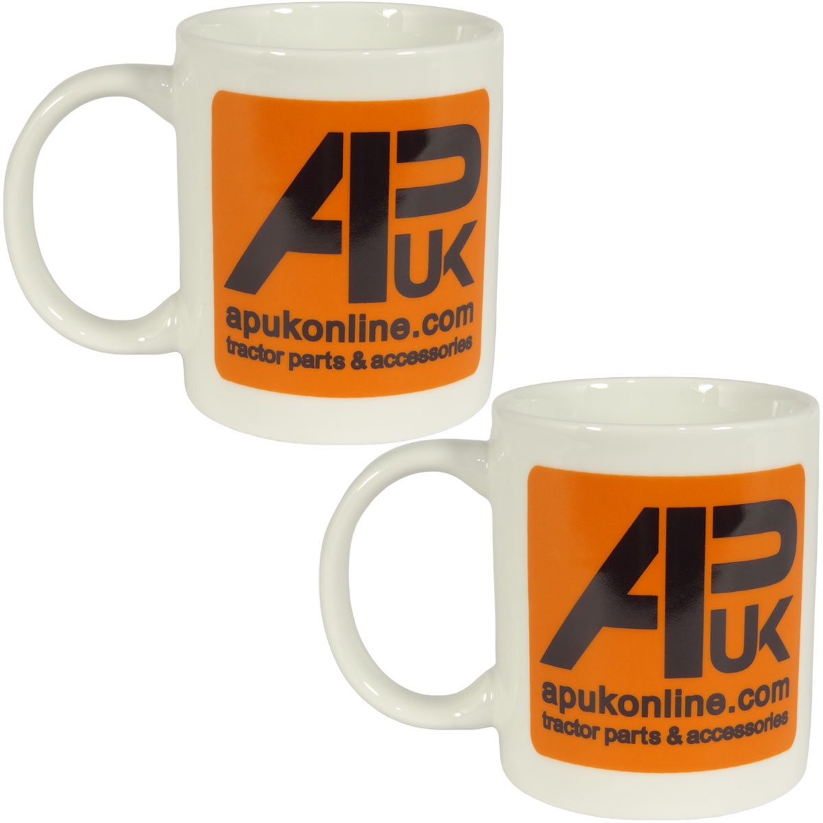 2x APUK Brand Ceramic Mug White Tea Coffee Hot Drinks Cup Orange Porcelain Gift