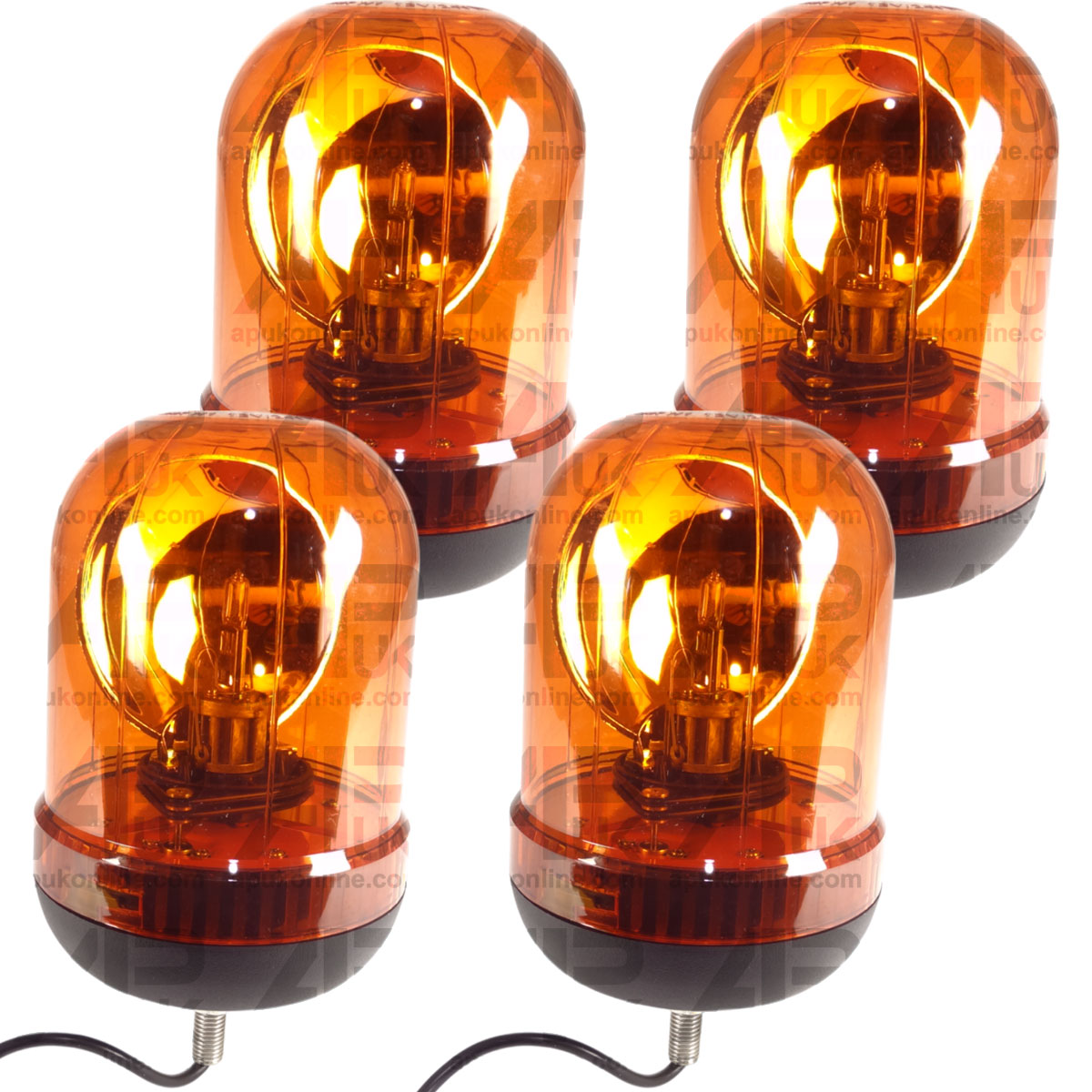 4x Halogen Beacon Amber Light 24V Bolt-on for Kubota Deutz-Fahr Fendt Tractor