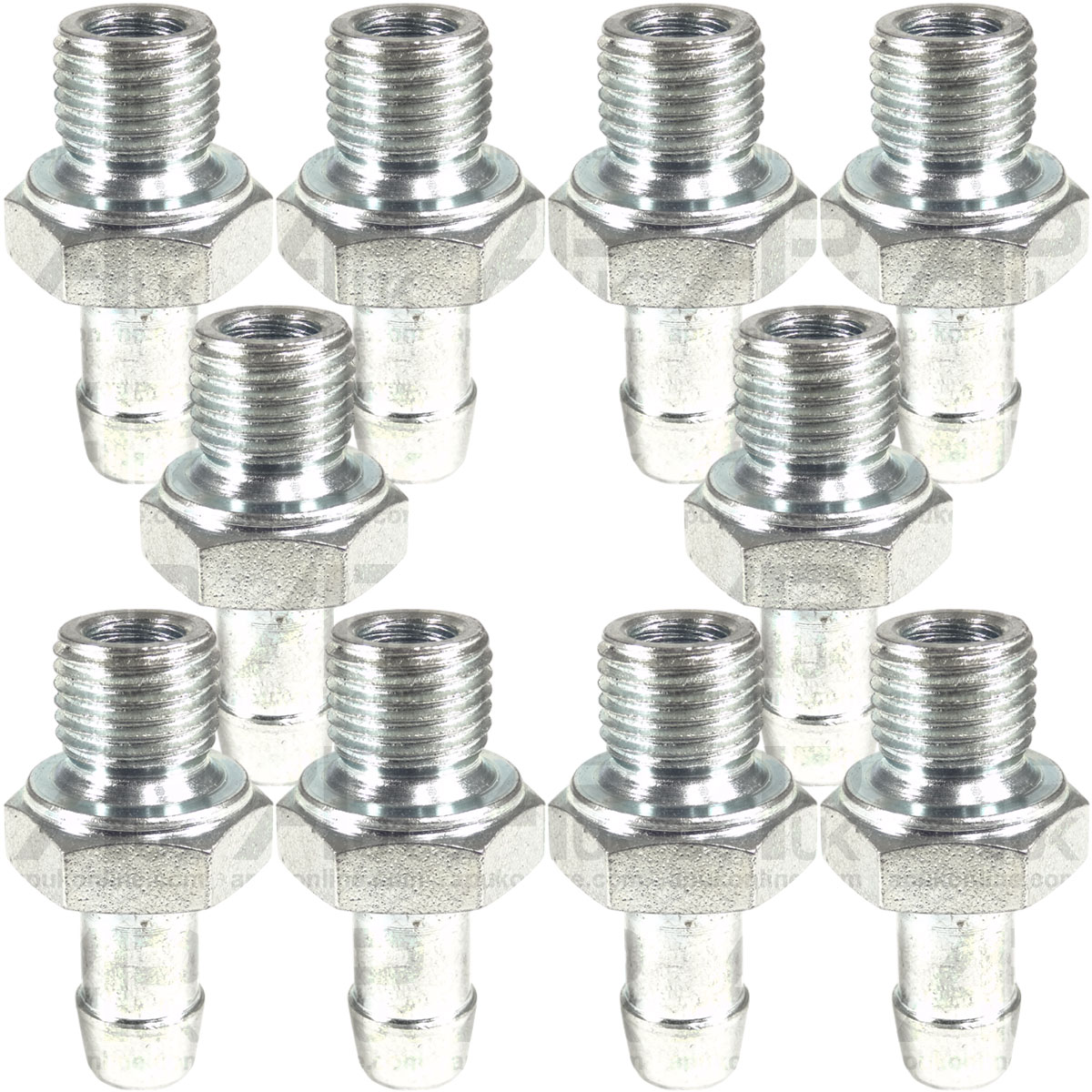 10x Hose Connector Barb Tail 8mm x 1/4&quot; for Workshop Hydraulics Fluid Transfer