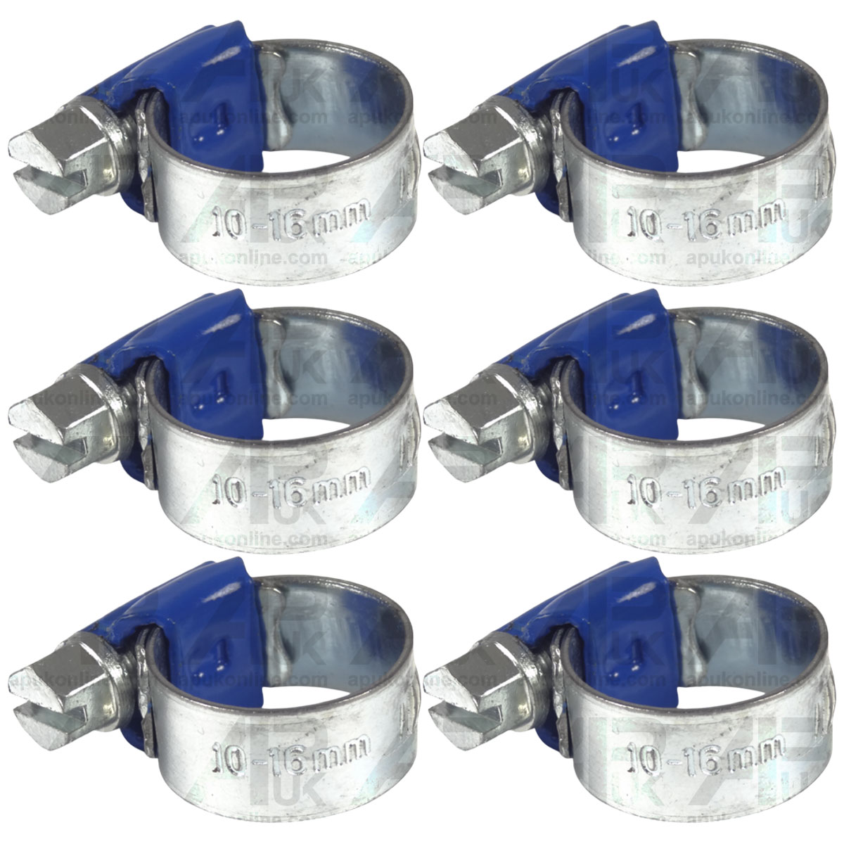 6x Worm Drive Hose Clamp 10-16mm Rubber Water Coolant Pipe Workshop Fastener