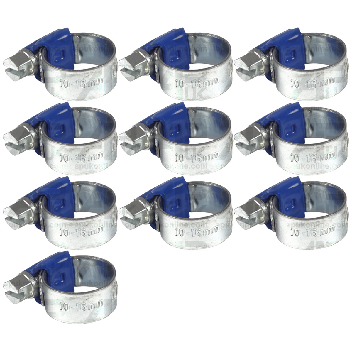 10x Worm Drive Hose Clip 10-16mm Rubber Pipe Jubilee Type Clamp Radiator Tractor