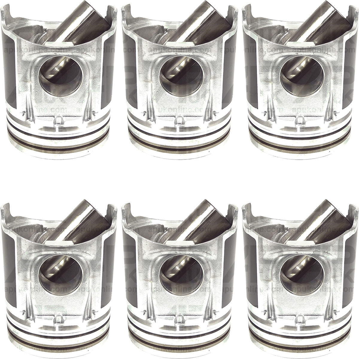 6x Piston &amp; Pin STD for Ford 7610 5610S 6610S 7810S New Holland 8340 Tractor