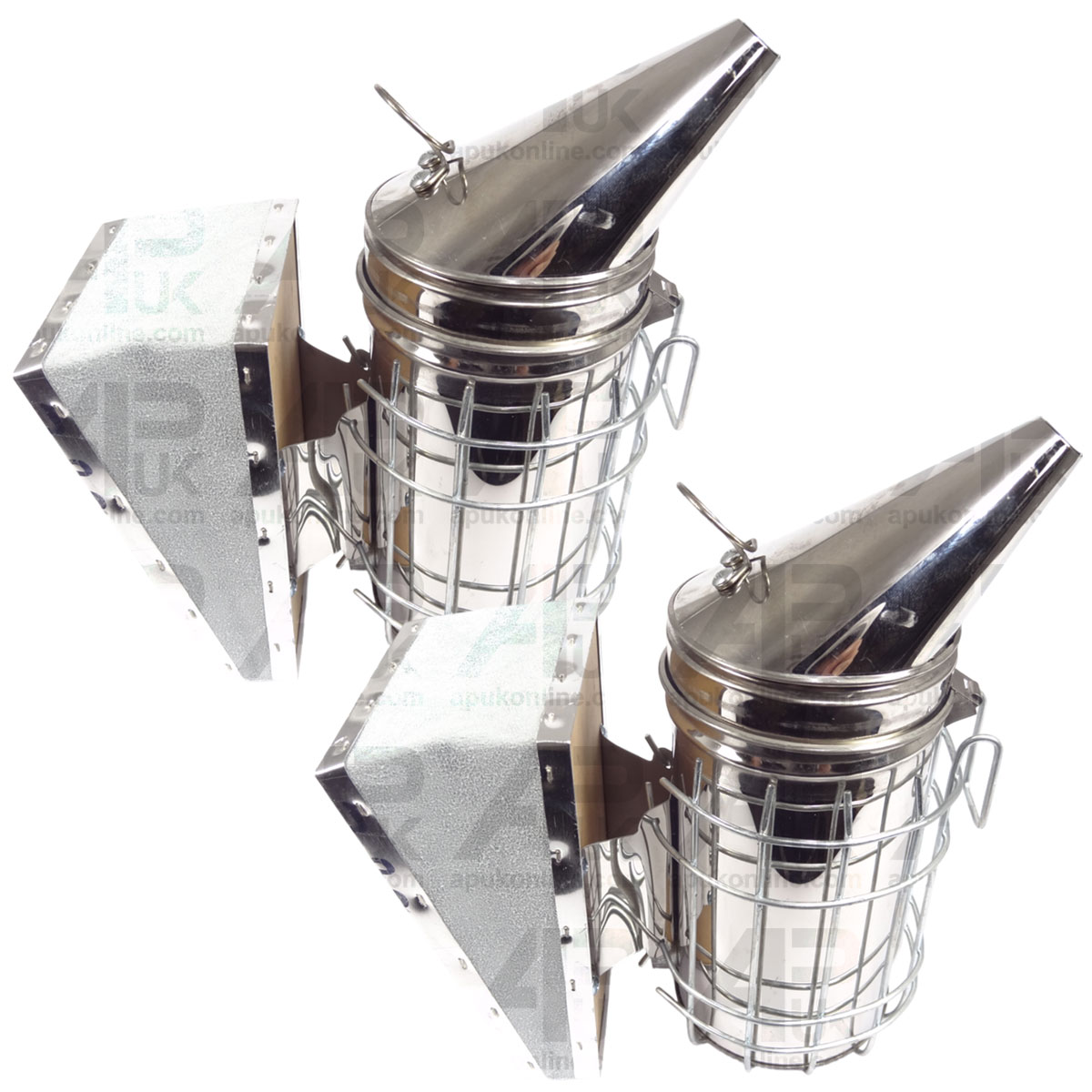 2x Bee Smoker Stainless Steel Heat Shield Beekeeping Apiary Manual Pump Bellows