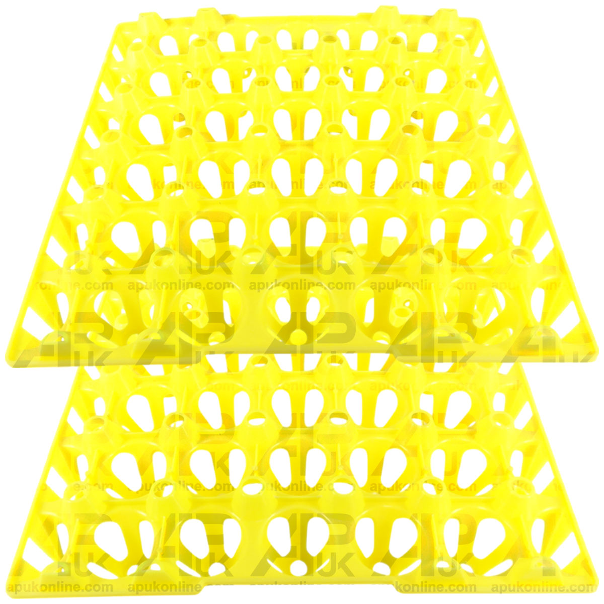 2x Plastic Egg Eton Tray Stack Store Transport Reuse 30 Capacity Yellow Robust