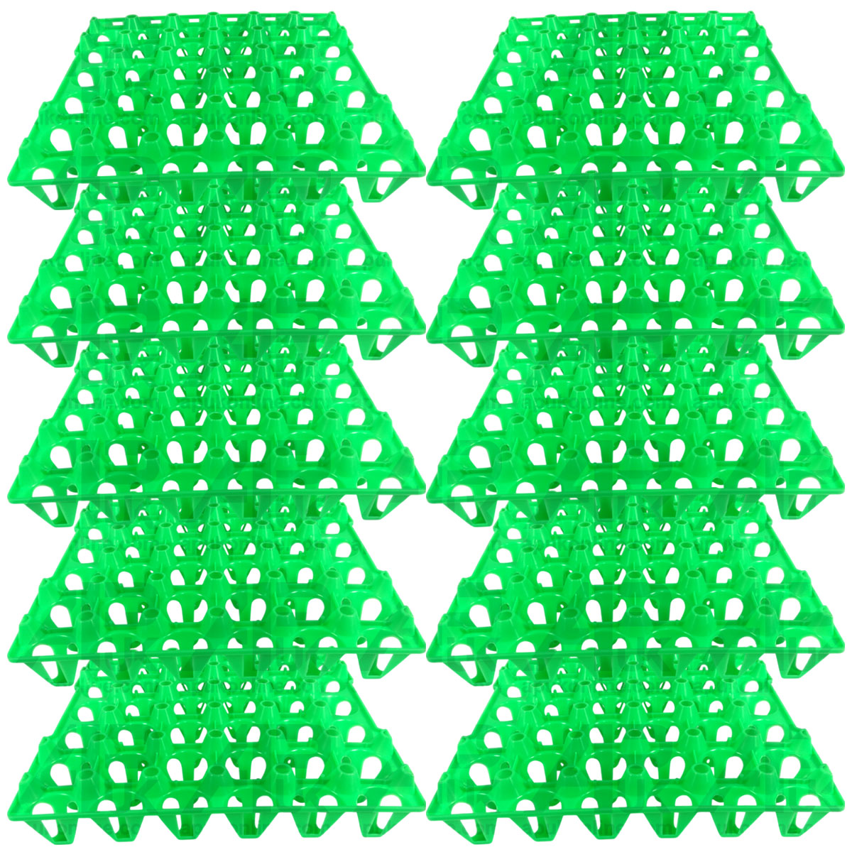 10x Green Egg Storage Tray Hold 30 Flexible Robust to Stack Sort Reuse Transport