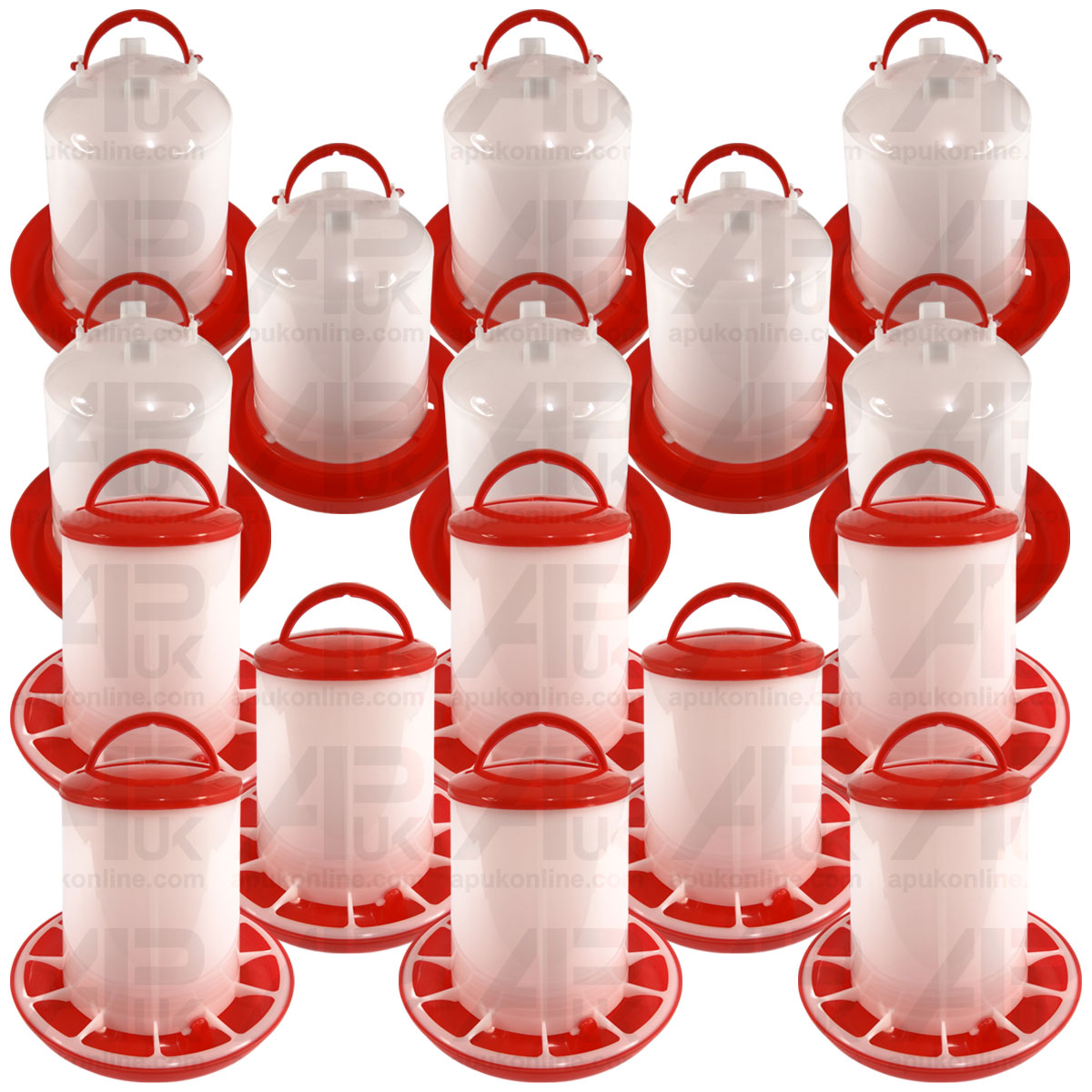 8x Water Drinker Seed Grain Feeder Set 3L Litre 3kg for Poultry Fowl Pigeon Owl