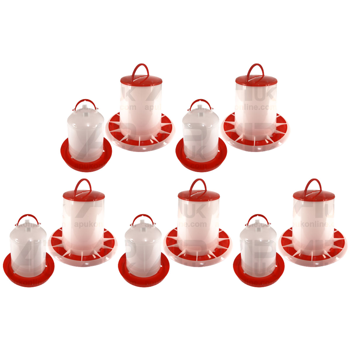 5x Drinker Feeder Set 3L &amp; 6kg for Poultry Bird Chicken Hen Quail Game Plastic